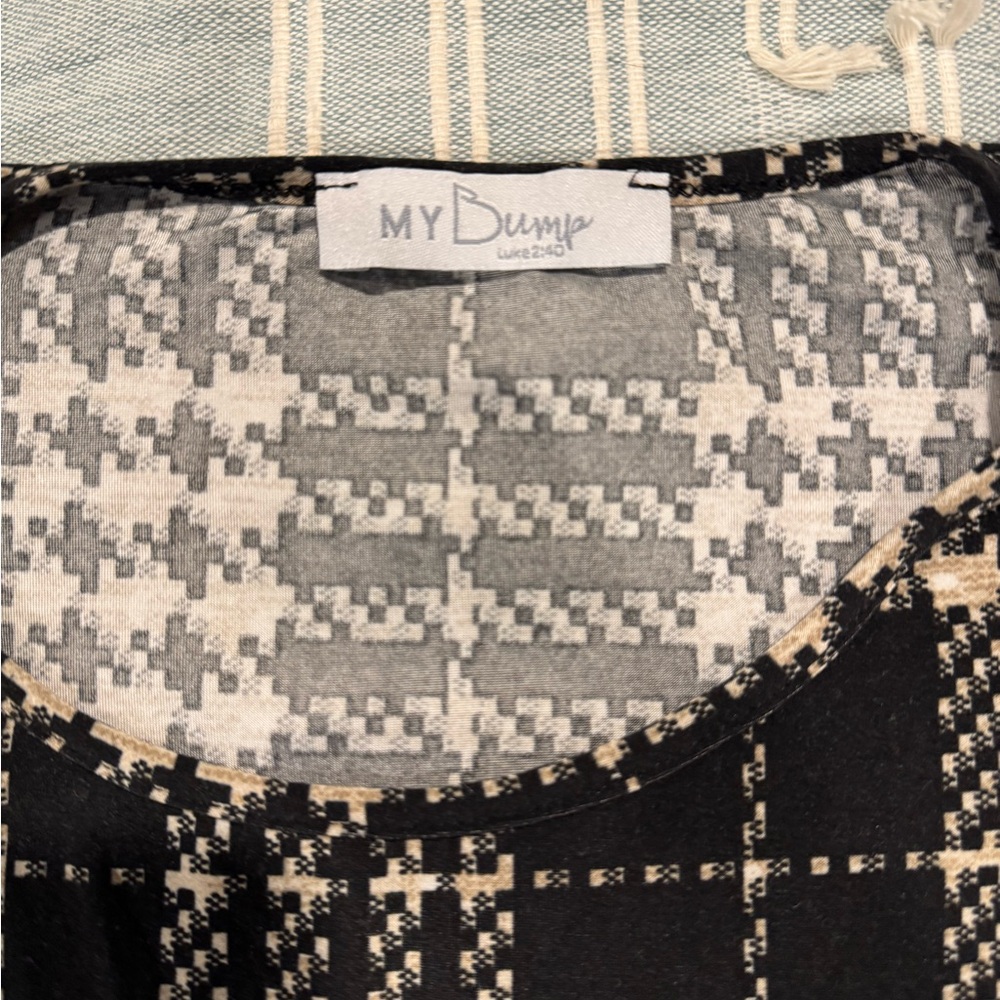 My Bump Women's tan and White Plaid maternity Blouse